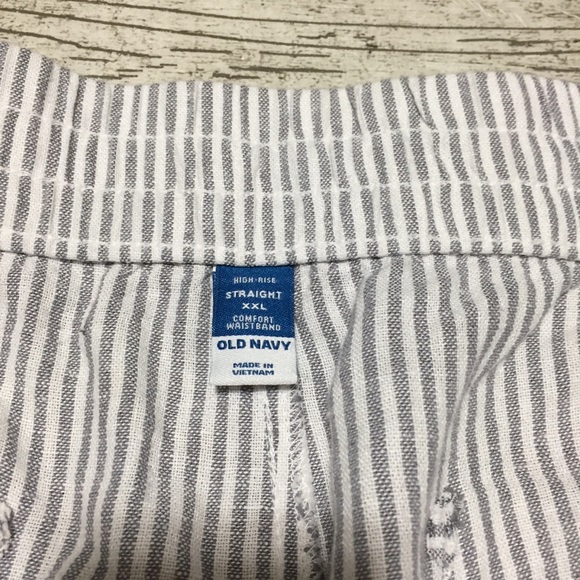 Old Navy High Rise Straight Linen Blend Pants Women XXL Gray White (Inseam 26.5) - Picture 9 of 10